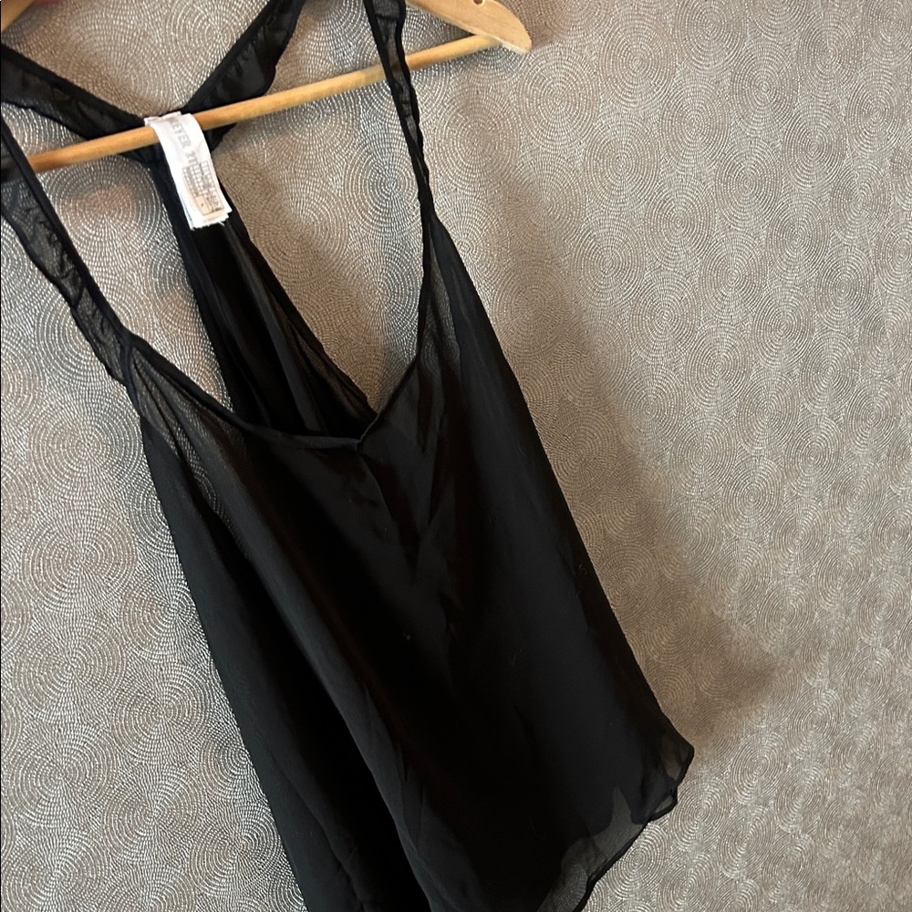Sheer Flowy Black Racerback Tank Top